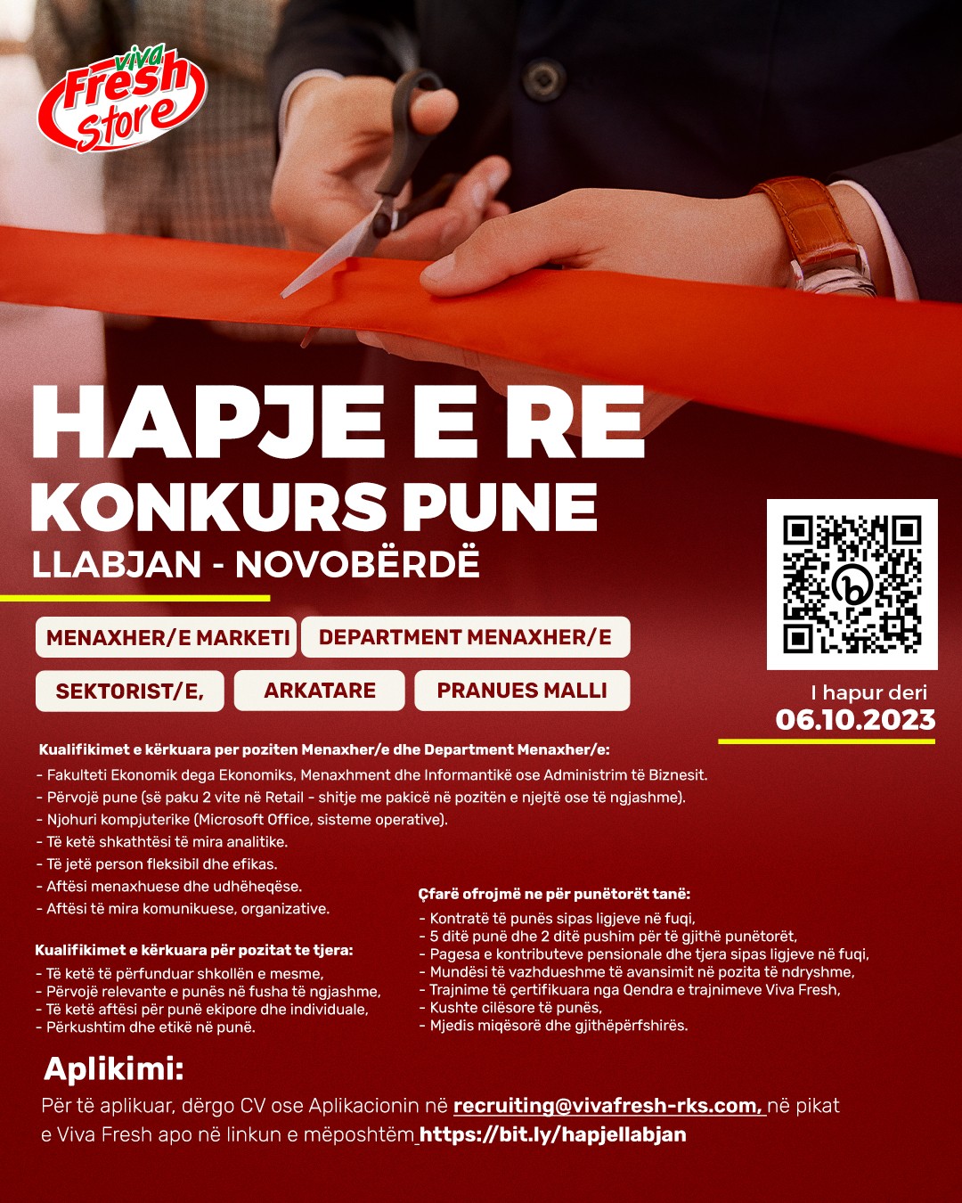 Menaxher/e Marketi, Department Menaxher/e, Sektori st/e, Arkatare, Pranues Malli